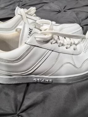 Celine Men's White Leather Low-Top Sneakers